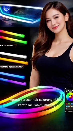 DRL RGB LED Strips Sequential Flowing Dynamic Turn Signal Flexible Lights Headlight Decorative Lights APP Control 12V Car drl led lights bezza #tiktokshop #aksesorikereta #keretamalaysia #caraccessories #kereta
