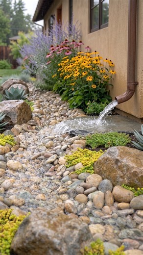 Muddy Yard to Dry Creek Bed Drainage Fix