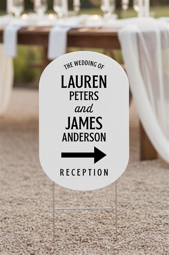 PRINTED Double-sided Wedding Yard Sign W/ Stake, Oval Sign, Reception Ceremony Parking Arrow Sign, Custom Outdoor Signage - Etsy