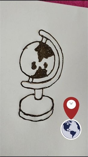 Cute Earth Globe Drawing | Easy World Map Art 🌍 #art