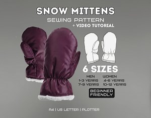 Family Mittens Pattern PDF (kids & Adults) / Insulated Winter Gloves / Video Tutorial - Etsy Canada