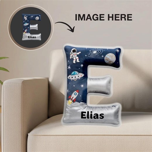 Personalized Space Alphabet Shape Pillow, Custom Name Space Travel Cute Plush Pillow, Universe Astronault Pillow, Gift for Son - Etsy
