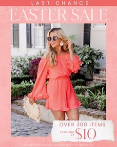 3.6K views · 16 reactions | LAST CHANCE to shop our Easter Sale! Shop over 300 items starting at $10!  https://bit.ly/3vglvFt | Pink Lily | Facebook