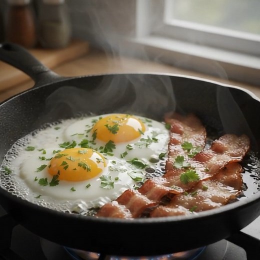 肋 Eggs and Bacon with Herbs  A sizzling breakfast classic — two perfectly fried eggs paired with crispy bacon, infused with the aroma of fresh herbs. Golden yolks, savory bacon, and a hint of greenery come together for the ultimate morning comfort meal. ✨ #fblifestyle #breakfast #eggsandbacon #foodie #morningvibes #brunchtime #comfortfood | Prep Recipes | Facebook