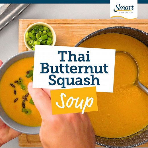 It's cosy season. You know what that means? Lots of hearty soup on the menu for staying warm. 🍲😌 This Thai butternut squash soup is perfect for those cold days. Here's how to make it: Ingredients: 1.5kg butternut squash, peeled and sliced 400g carrot, peeled and sliced 50g ginger, peeled and minced 8 cloves of garlic, peeled and sliced 2 red chilli, sliced 5 stalks spring onions, thinly sliced, greens separated 2 limes 1lt coconut milk 100g pumpkin seeds Neutral oil and salt to taste. Method: 