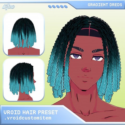 Vroid Hair Preset | Gradient Locs Hairstyle With Physics | Vroid Studio Customizable | Vtuber Hairstyle Model - Etsy