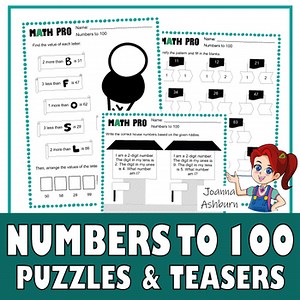 Numbers to 100 Math Brain Teaser, Logic Puzzle and Fluency Practice Worksheets