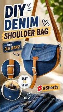 DIY Denim Shoulder Bag from Old Jeans ♻️ | Sewing Tutorial #Shorts | #diybag #bag #casualbag