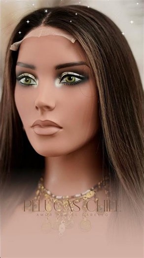 Peluca lisa balayage castaño cabello humano lace imperceptible 62cm | Pelucas Chile