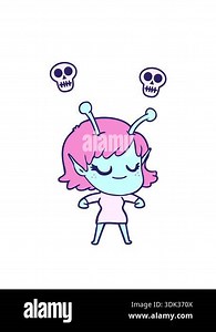 spinning skulls animation of smiling alien girl illustration Stock Video Footage - Alamy