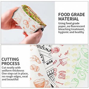[Hot Item] Custom Printed Food Grade Sandwich Baking Wrapping Sheets Greaseproof Paper
