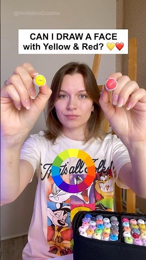 Drawing a Face with Two Primary Colors 💛❤️ Color Theory #art #drawing #markers