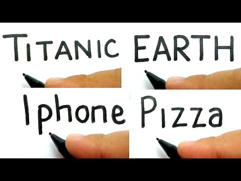 BEST OF LET'S DRAW , how to turn words TITANIC ,EARTH ,IPHONE ,PIZZA into cartoon