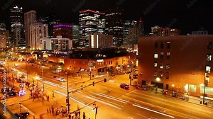 Large Crowds Walking in Downtown Denver Time Lapse