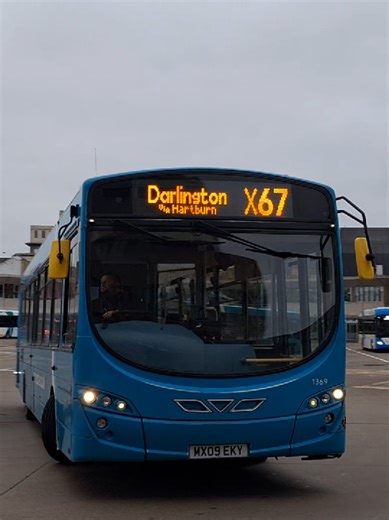 Newly Transferred From Yorkshire: Arriva North East 1369/MX09 EKY VDL SB200 Wright Pulsar 2 is seen leaving Middlesbrough Bus Station whilst operating the service X67 to Darlington Tubwell Row