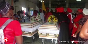 14K views · 150 reactions | Friends, family and church members sing and dance over the coffins of Koery Clarke and Samantha Patrick during their funeral service. Earlier this morning three men were charged for their murders on October 27 at their Aboud Circular, St James home around midnight. Video by Elizabeth Gonzales | Trinidad and Tobago Newsday | Facebook