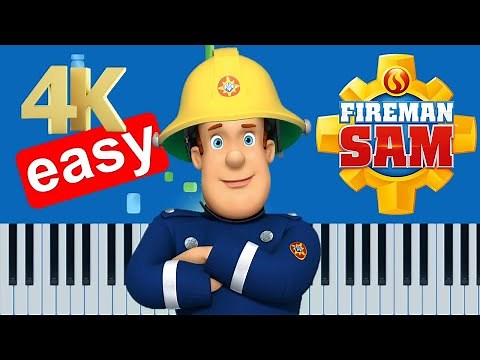 Fireman Sam Theme Song (Slow Easy Medium) Piano Tutorial 4K