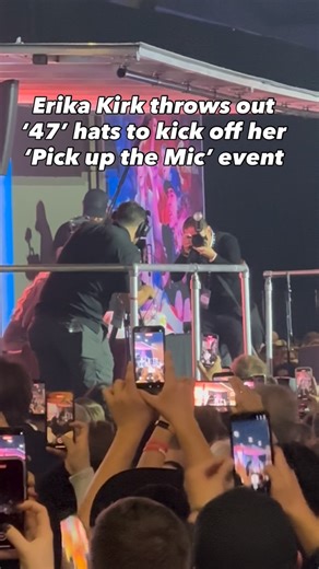 Fox News on Instagram: "Months after Charlie Kirk threw out hats to kick off his final speaking event, Erika Kirk follows his lead as she takes the stage during her ‘Pick Up the Mic’ event at AmFest."