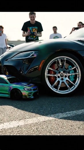 RC Drift Car Invades Real Car Meet! 🚗💨 Crowd Reacts