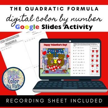 Digital Color by Number: The Quadratic Formula - Valentine's Day