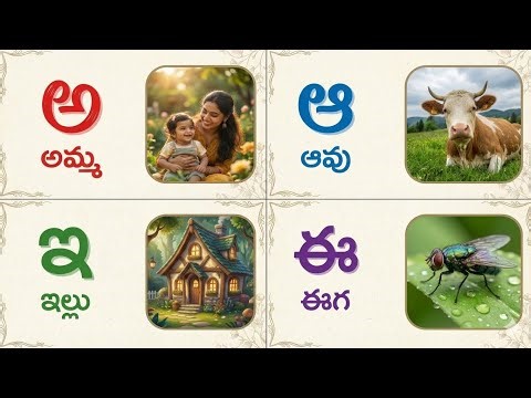 తెలుగు వర్ణమాల - అచ్చులు, హల్లులు | Telugu Varnamala for Kids with Pictures | Telugu alphabets