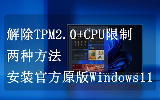 两种方法，解除TPM2.0 CPU限制，安装官方原版Windows11-米瑞斯Miryth-如何跳过tpm2.0安装Win11-哔哩哔哩视频