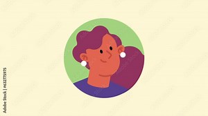 young woman profile character animation