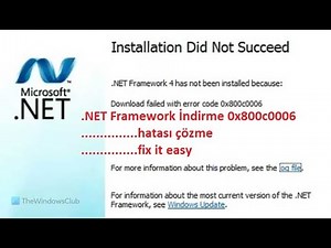 Netfarmwork error net framework error code 0x800c0006 hatası