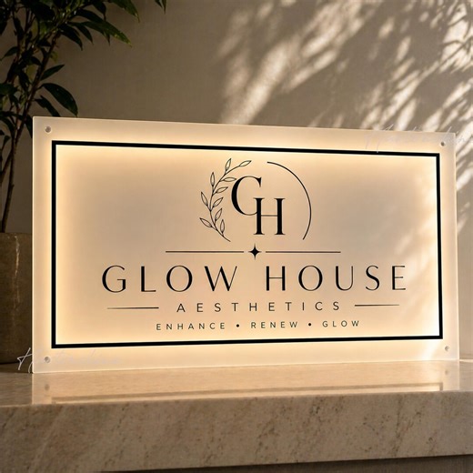 Custom Backlit Acrylic Salon Sign, LED Business Logo, Reception Wall Decor - Etsy