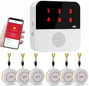Call Button System Caregiver Pager Call Button Neck-Hanging Call Button for Elderly at Homewireless Call Button with WiFi Elderly Emergency Button Call Button Caregiver Cager Wireless Call Button
