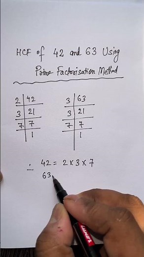 HCF of 42 and 63 Using Prime Factorization Method #maths