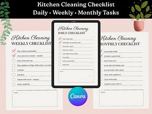 Kitchen Cleaning Checklist: Daily, Weekly, Monthly (PDF) - Etsy