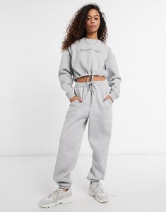 Juicy Couture co-ord crop logo sweatshirt and shorts set in grey | ASOS