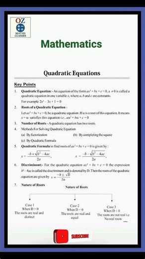 Quadratic equation Basic Rules l @ozmathsclasses #maths #mathematics #exam #ndamaths #ndapreparation