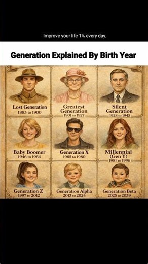 9 Generations Explained in 6 Seconds 🤯 #generationfacts #didyouknow #knowledge #selfimprovement