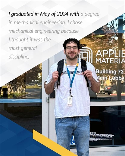102K views · 74 reactions | As a new college grad, Daniel was not initially familiar with Applied, but he could see the limitless opportunities. As a part of Applied Materials, his path has been one of learning, growth, development and impact. Discover what you can build. https://bit.ly/3IYDsPT | Applied Materials | Facebook