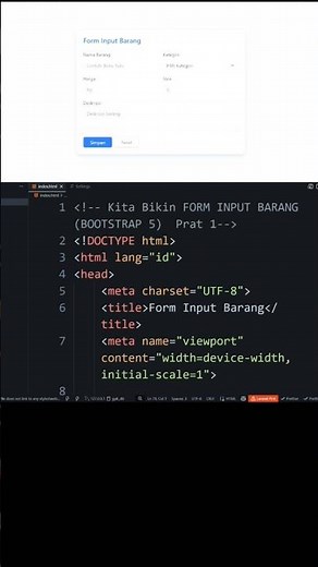 Form Input Barang Modern Pakai Bootstrap 5 (Pemula) #belajarweb #coding #bimbelcoding #programming