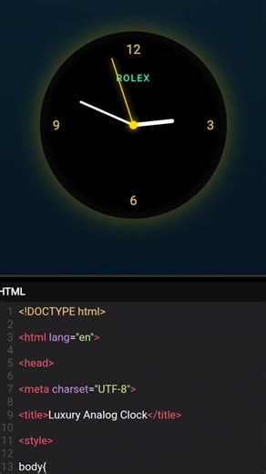 HTML CSS JavaScript Clock Tutorial #webdevelopment #coding #htmlcss