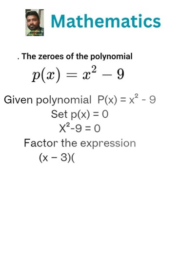 How to Find Zeroes of a Polynomial (x² − 9) | Class 10 Maths #maths