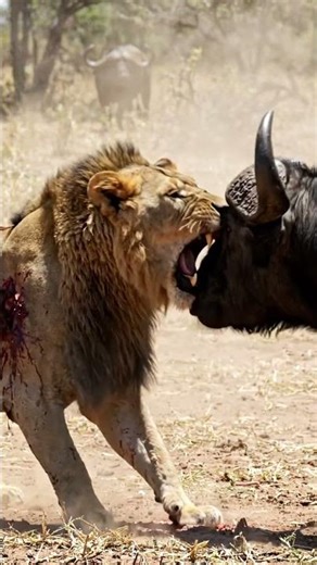Battle of the Giants Injured Lion vs Cape Buffalo 🦁⚔️🐂