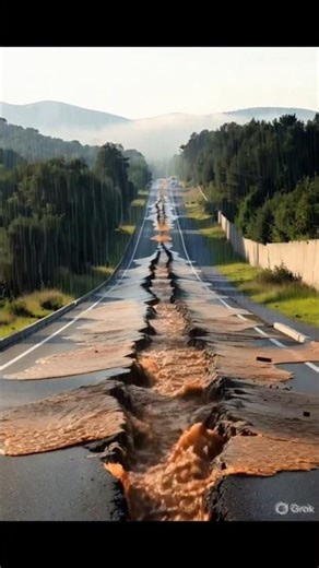 AI Shows How a Road Gets Destroyed and Repaired | Flood Damage to Perfect Road #Shorts