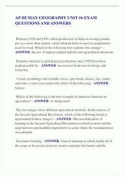 Ap Human Geography Unit 6 Exam Questions And Answers