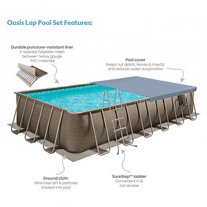 Funsicle 24' x 12' x 52" Oasis Rectangle Swimming Pool with 24' Pool Cover