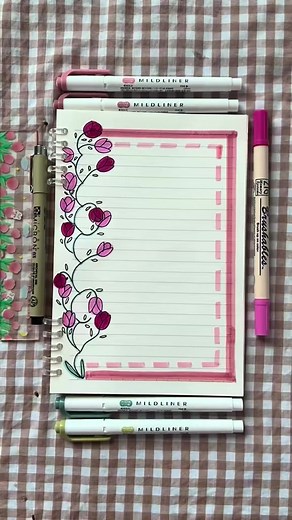 Márgenes bonitos y fáciles para apuntes — idea con tulipanes