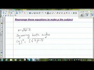 Making p the subject of a formula involving square root