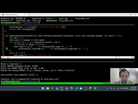 Destinator: Simulating GPS Waypoints with C++