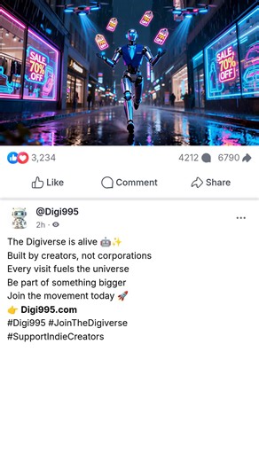 The Digiverse is alive 🤖✨ Built by creators, not corporations Every visit fuels the universe Be part of something bigger Join the movement today 🚀 👉 https://www.rfr.bz/k92986f #Digi995 #JoinTheDigiverse #SupportIndieCreators