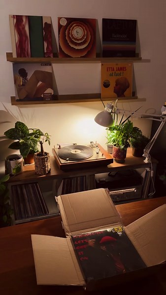 Opening a new vinyl while Charmed by @stellawithasigma fills the room. 📦💿✨ Some records don’t just play… #vinyl #nowspinning #turntable #urbajungle #music