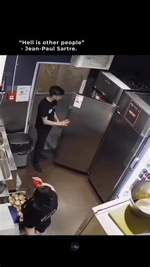 The Shared Mind on Instagram: "A restaurant worker is hit in the face by a heavy fridge door. He sits down, stunned and in pain. What hurts more comes after. The coworker beside him doesn’t ask if he’s okay. Doesn’t pause. They quietly lift the fallen door, reattach it, and walk away. Nothing dramatic happens. And that’s the point. It’s a small moment that captures a familiar pattern: systems are often quicker to fix objects than to acknowledge people. Productivity gets restored. The human gets 