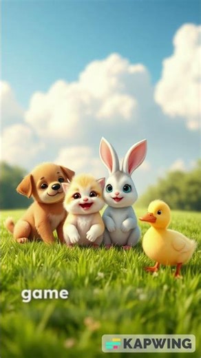 ”cute baby playing with cute animals 3D cartoon for kids